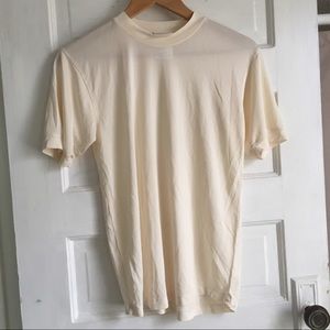 Vintage cream 100% silk crew neck top